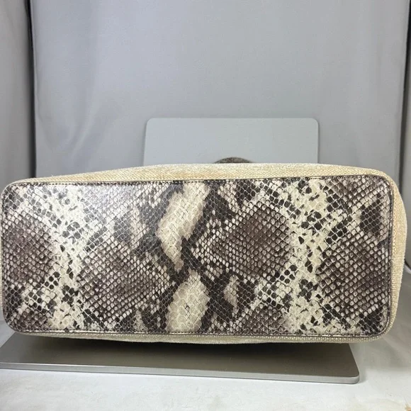 Love Moschino Brown and Cream Wool Snake Doctor Kelly Tote Satchel Bag - Picture 15 of 16
